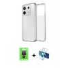 MARSİLYAN™- Redmi Note 13 Pro 4G Kılıf Zirve Doku - Siyah 3D Antistatik Cam Ekran Koruyucu + Raze Metal Kamera Lens - SH