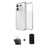 MARSİLYAN™- Redmi Note 13 Pro 4G Kılıf Zirve Doku - Siyah 6D Antistatik Mat Seramik Hayalet Nano Ekran Koruyucu + Kamera Lens Koruma Cam - SF