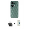 MARSİLYAN™- Redmi Note 13 Pro 4G Kılıf Zirve Form - Şeffaf Pasifik Cam Ekran Koruyucu + Kamera Lens Koruma Cam - SF