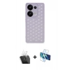 MARSİLYAN™- Redmi Note 13 Pro 4G Kılıf Zirve Form - Siyah 3D Antistatik Cam Ekran Koruyucu + Kamera Lens Koruma Cam - SF