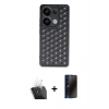 MARSİLYAN™- Redmi Note 13 Pro 4G Kılıf Zirve Form - Siyah 3D Antistatik Hayalet Cam Ekran Koruyucu + Kamera Lens Koruma Cam - SF