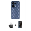 MARSİLYAN™- Redmi Note 13 Pro 4G Kılıf Zirve Form - Siyah 3D Antistatik Hayalet Cam Ekran Koruyucu + Kamera Lens Koruma Cam - SF