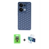 MARSİLYAN™- Redmi Note 13 Pro 4G Kılıf Zirve Form - Siyah 3D Antistatik Seramik Nano Ekran Koruyucu + Raze Metal Kamera Lens - GS