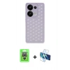 MARSİLYAN™- Redmi Note 13 Pro 4G Kılıf Zirve Form - Siyah 3D Antistatik Seramik Nano Ekran Koruyucu + Raze Metal Kamera Lens - GS