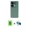 MARSİLYAN™- Redmi Note 13 Pro 4G Kılıf Zirve Form - Siyah 3D Antistatik Seramik Nano Ekran Koruyucu + Raze Metal Kamera Lens - GS