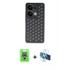 MARSİLYAN™- Redmi Note 13 Pro 4G Kılıf Zirve Form - Siyah 3D Antistatik Seramik Nano Ekran Koruyucu + Raze Metal Kamera Lens - GS
