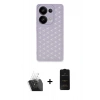 MARSİLYAN™- Redmi Note 13 Pro 4G Kılıf Zirve Form - Siyah 6D Antistatik Mat Seramik Hayalet Nano Ekran Koruyucu + Kamera Lens Koruma Cam - SF