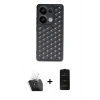 MARSİLYAN™- Redmi Note 13 Pro 4G Kılıf Zirve Form - Siyah 6D Antistatik Mat Seramik Hayalet Nano Ekran Koruyucu + Kamera Lens Koruma Cam - SF