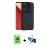 MARSİLYAN™- Redmi Note 13 Pro 4G Kılıf Zirve Yansıma Serisi - Siyah 3D Antistatik Cam Ekran Koruyucu + Raze Metal Kamera Lens - GS