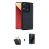 MARSİLYAN™- Redmi Note 13 Pro 4G Kılıf Zirve Yansıma Serisi - Siyah 3D Antistatik Hayalet Cam Ekran Koruyucu + Kamera Lens Koruma Cam - SF