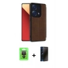 MARSİLYAN™- Redmi Note 13 Pro 4G Kılıf Zirve Yansıma Serisi - Siyah 3D Antistatik Hayalet Cam Ekran Koruyucu + Raze Metal Kamera Lens - SH