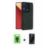 MARSİLYAN™- Redmi Note 13 Pro 4G Kılıf Zirve Yansıma Serisi - Siyah 3D Antistatik Hayalet Cam Ekran Koruyucu + Raze Metal Kamera Lens - SH