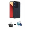 MARSİLYAN™- Redmi Note 13 Pro 4G Kılıf Zirve Yansıma Serisi - Siyah 3D Antistatik Seramik Nano Ekran Koruyucu + Kamera Lens Koruma Cam - SF