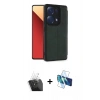 MARSİLYAN™- Redmi Note 13 Pro 4G Kılıf Zirve Yansıma Serisi - Siyah 3D Antistatik Seramik Nano Ekran Koruyucu + Kamera Lens Koruma Cam - SF