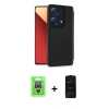 MARSİLYAN™- Redmi Note 13 Pro 4G Kılıf Zirve Yansıma Serisi - Siyah 6D Antistatik Mat Seramik Hayalet Nano Ekran Koruyucu + Raze Metal Kamera Lens - GS