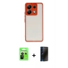 MARSİLYAN™- Redmi Note 13 Pro 5G Kılıf Ahenk Çizgi Serisi - Siyah 3D Antistatik Hayalet Cam Ekran Koruyucu + Raze Metal Kamera Lens - SH