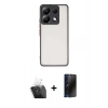 MARSİLYAN™- Redmi Note 13 Pro 5G Kılıf Ahenk Çizgi Serisi - Siyah 3D Antistatik Hayalet Cam Ekran Koruyucu + Kamera Lens Koruma Cam - SF