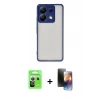 MARSİLYAN™- Redmi Note 13 Pro 5G Kılıf Ahenk Çizgi Serisi - Siyah 3D Antistatik Mat Seramik Nano Ekran Koruyucu + Raze Metal Kamera Lens - GS