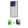 MARSİLYAN™- Redmi Note 13 Pro 5G Kılıf Ahenk Çizgi Serisi - Siyah 3D Antistatik Mat Seramik Nano Ekran Koruyucu + Raze Metal Kamera Lens - SH
