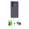 MARSİLYAN™- Redmi Note 13 Pro 5G Kılıf Ahenk Serisi - Siyah 3D Antistatik Cam Ekran Koruyucu + Raze Metal Kamera Lens - SH