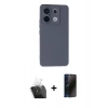 MARSİLYAN™- Redmi Note 13 Pro 5G Kılıf Ahenk Serisi - Siyah 3D Antistatik Hayalet Cam Ekran Koruyucu + Kamera Lens Koruma Cam - SF