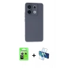 MARSİLYAN™- Redmi Note 13 Pro 5G Kılıf Ahenk Serisi - Siyah 3D Antistatik Seramik Nano Ekran Koruyucu + Raze Metal Kamera Lens - GS