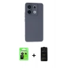 MARSİLYAN™- Redmi Note 13 Pro 5G Kılıf Ahenk Serisi - Siyah 6D Antistatik Mat Seramik Hayalet Nano Ekran Koruyucu + Raze Metal Kamera Lens - SH