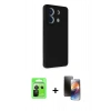 MARSİLYAN™- Redmi Note 13 Pro 5G Kılıf Akış Asil Koleksiyonu - Siyah 3D Antistatik Mat Seramik Nano Ekran Koruyucu + Raze Metal Kamera Lens - SH