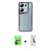 MARSİLYAN™- Redmi Note 13 Pro 5G Kılıf Akış Çizgi Koleksiyonu - Şeffaf Pasifik Cam Ekran Koruyucu + Raze Metal Kamera Lens - GS