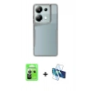 MARSİLYAN™- Redmi Note 13 Pro 5G Kılıf Akış Çizgi Koleksiyonu - Siyah 3D Antistatik Cam Ekran Koruyucu + Raze Metal Kamera Lens - GS