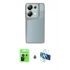 MARSİLYAN™- Redmi Note 13 Pro 5G Kılıf Akış Çizgi Koleksiyonu - Siyah 3D Antistatik Cam Ekran Koruyucu + Raze Metal Kamera Lens - SH