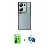 MARSİLYAN™- Redmi Note 13 Pro 5G Kılıf Akış Çizgi Koleksiyonu - Siyah 3D Antistatik Cam Ekran Koruyucu + Raze Metal Kamera Lens - SH