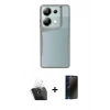 MARSİLYAN™- Redmi Note 13 Pro 5G Kılıf Akış Çizgi Koleksiyonu - Siyah 3D Antistatik Hayalet Cam Ekran Koruyucu + Kamera Lens Koruma Cam - SF