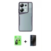 MARSİLYAN™- Redmi Note 13 Pro 5G Kılıf Akış Çizgi Koleksiyonu - Siyah 3D Antistatik Hayalet Cam Ekran Koruyucu + Raze Metal Kamera Lens - GS