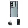 MARSİLYAN™- Redmi Note 13 Pro 5G Kılıf Akış Çizgi Koleksiyonu - Siyah 3D Antistatik Hayalet Cam Ekran Koruyucu + Kamera Lens Koruma Cam - SF