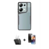 MARSİLYAN™- Redmi Note 13 Pro 5G Kılıf Akış Çizgi Koleksiyonu - Siyah 3D Antistatik Mat Seramik Nano Ekran Koruyucu + Kamera Lens Koruma Cam - SF