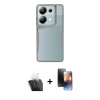 MARSİLYAN™- Redmi Note 13 Pro 5G Kılıf Akış Çizgi Koleksiyonu - Siyah 3D Antistatik Mat Seramik Nano Ekran Koruyucu + Şeffaf Kamera Lens Koruma Cam