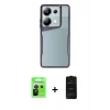 MARSİLYAN™- Redmi Note 13 Pro 5G Kılıf Akış Çizgi Koleksiyonu - Siyah 6D Antistatik Mat Seramik Hayalet Nano Ekran Koruyucu + Raze Metal Kamera Lens - SH