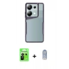MARSİLYAN™- Redmi Note 13 Pro 5G Kılıf Akış Çizgi Koleksiyonu - Siyah Joko Magic 5D Cam + Raze Metal Kamera Lens - SH