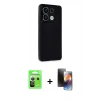 MARSİLYAN™- Redmi Note 13 Pro 5G Kılıf Atlas Minimal Prime - Siyah 3D Antistatik Mat Seramik Nano Ekran Koruyucu + Raze Metal Kamera Lens - GS