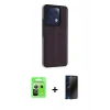MARSİLYAN™- Redmi Note 13 Pro 5G Kılıf Çekirdek Klasik - Siyah 3D Antistatik Hayalet Cam Ekran Koruyucu + Raze Metal Kamera Lens - GS