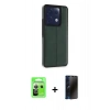 MARSİLYAN™- Redmi Note 13 Pro 5G Kılıf Çekirdek Klasik - Siyah 3D Antistatik Hayalet Cam Ekran Koruyucu + Raze Metal Kamera Lens - GS