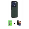 MARSİLYAN™- Redmi Note 13 Pro 5G Kılıf Çekirdek Klasik - Siyah 3D Antistatik Mat Seramik Nano Ekran Koruyucu + Raze Metal Kamera Lens - GS