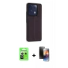 MARSİLYAN™- Redmi Note 13 Pro 5G Kılıf Çekirdek Klasik - Siyah 3D Antistatik Mat Seramik Nano Ekran Koruyucu + Raze Metal Kamera Lens - GS