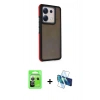 MARSİLYAN™- Redmi Note 13 Pro 5G Kılıf Eksen Işık - Siyah 3D Antistatik Cam Ekran Koruyucu + Raze Metal Kamera Lens - GS