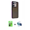 MARSİLYAN™- Redmi Note 13 Pro 5G Kılıf Eksen Işık - Siyah 3D Antistatik Cam Ekran Koruyucu + Raze Metal Kamera Lens - GS