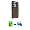 MARSİLYAN™- Redmi Note 13 Pro 5G Kılıf Eksen Işık - Siyah 3D Antistatik Cam Ekran Koruyucu + Raze Metal Kamera Lens - GS