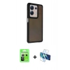 MARSİLYAN™- Redmi Note 13 Pro 5G Kılıf Eksen Işık - Siyah 3D Antistatik Cam Ekran Koruyucu + Raze Metal Kamera Lens - GS