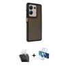 MARSİLYAN™- Redmi Note 13 Pro 5G Kılıf Eksen Işık - Siyah 3D Antistatik Cam Ekran Koruyucu + Şeffaf Kamera Lens Koruma Cam