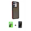 MARSİLYAN™- Redmi Note 13 Pro 5G Kılıf Eksen Işık - Siyah 3D Antistatik Hayalet Cam Ekran Koruyucu + Raze Metal Kamera Lens - SH